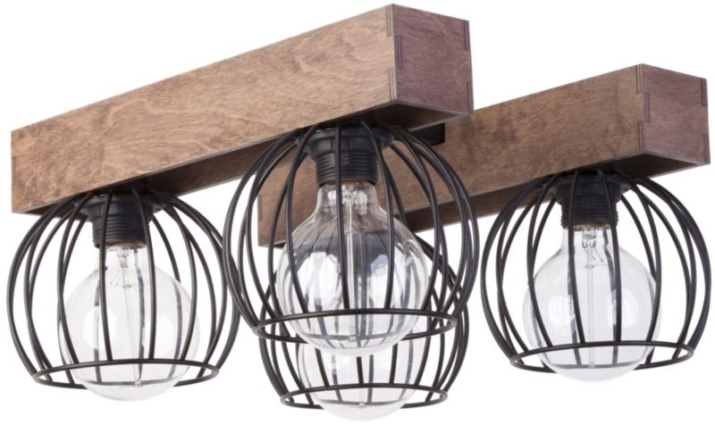 Lampa sufitowa wisząca Sigma Lighting Milan 3576 czarna-ciemne drewno dekoracyjna 4xE27 x 1 szt.