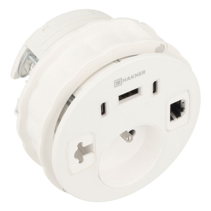 Mediaport Lumo 80 1x230V FR/B/PL USB A+2xC 45W 1xRJ45 CAT6 3,0m EU Plug biały - 1 szt.