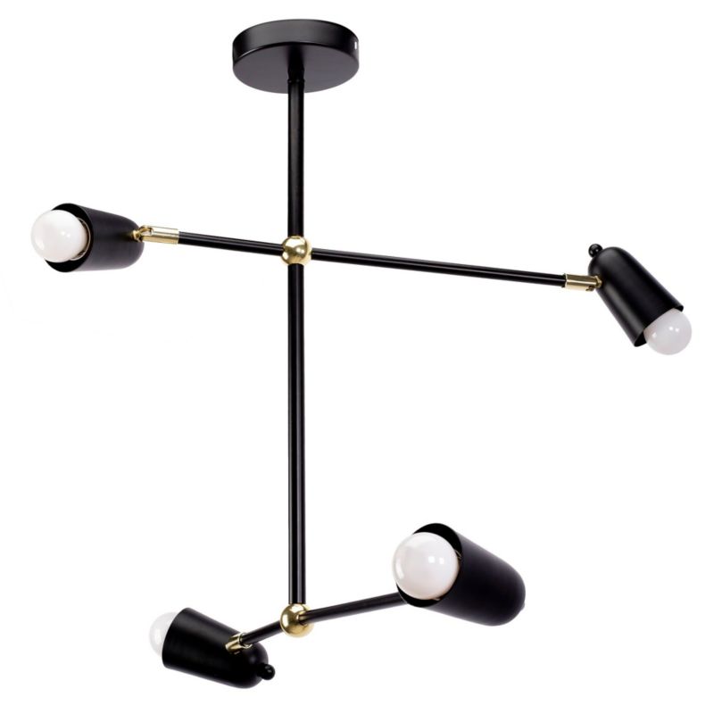 Lampa Sufitowa Wisząca Toolight App1708-4Cp Czarny, Złoty