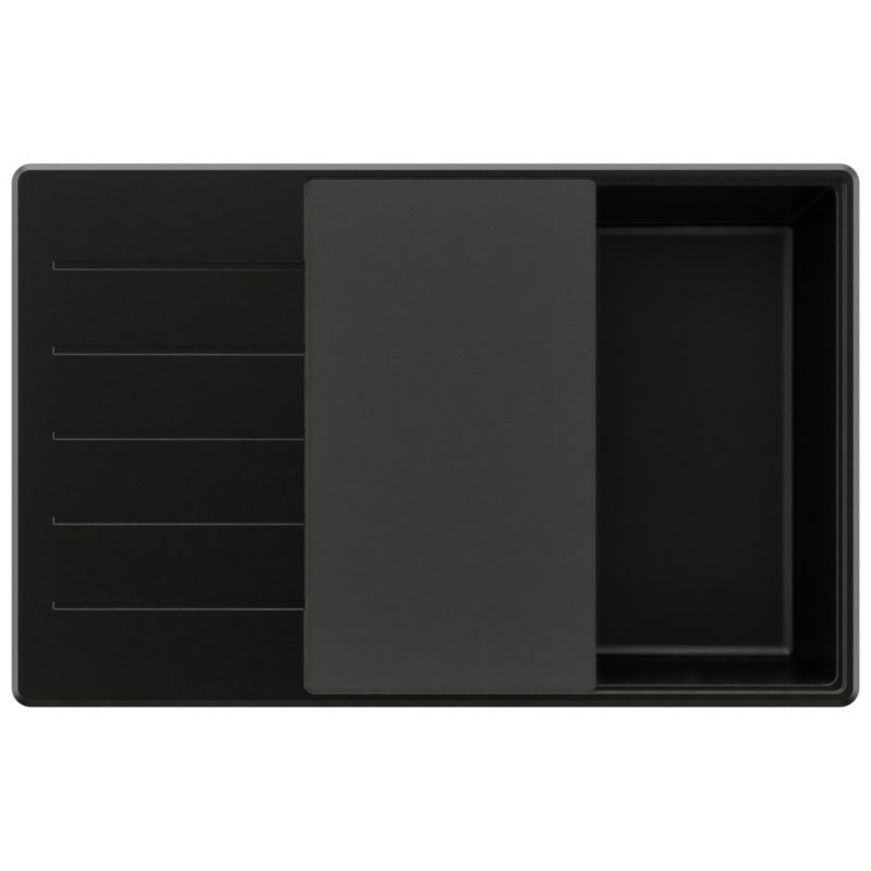 Zlewozmywak Kopenhaga PRIMAGRAN Nablatowy 78x50cm do szafki od 60cm, Cały Czarny + Syfon + Deska, S655, 1 szt.