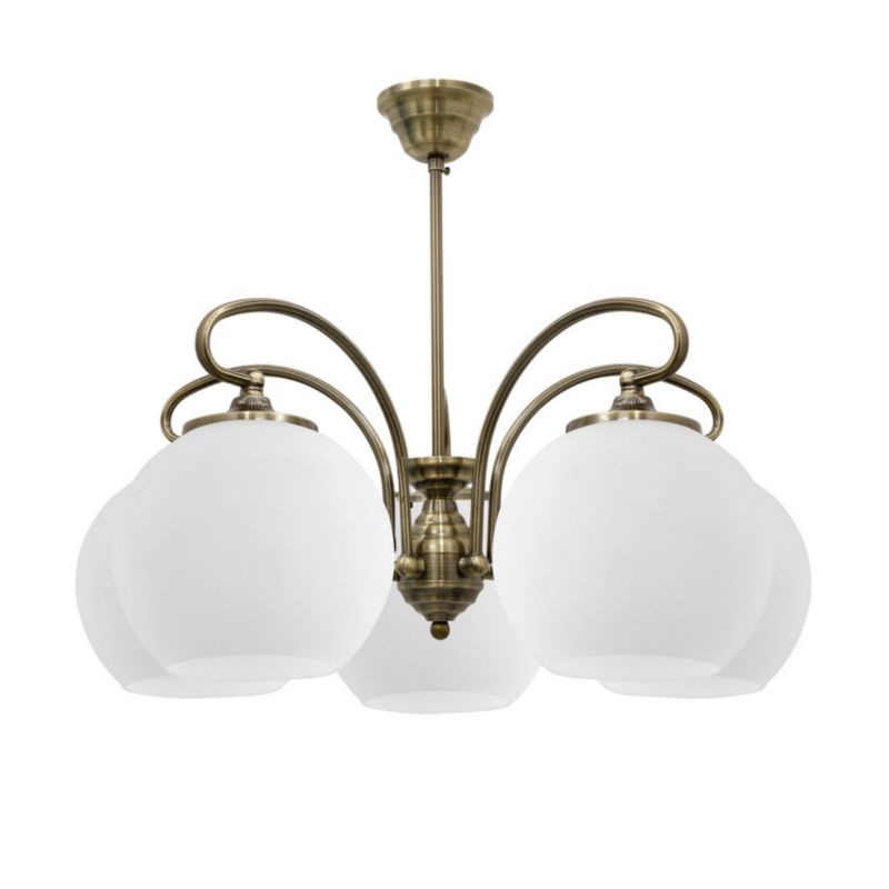 Lampa sufitowa Candellux Orbit mosiądz-biała wym: 40 x 51 x 51 cm 5xE27 x 60W 1 szt.