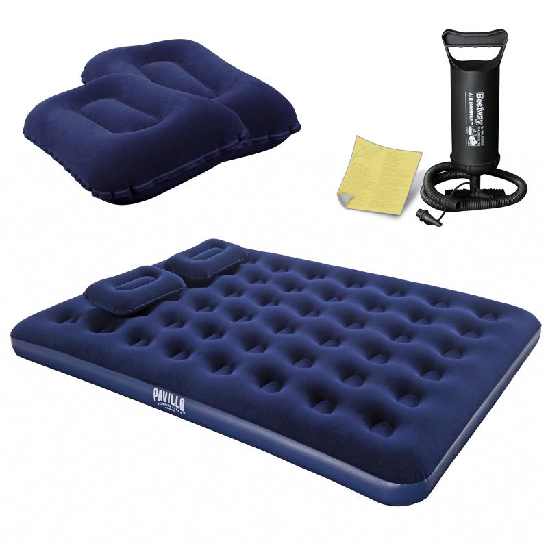 Materac dmuchany Bestway 67374 dwuosobowy 203x152x22 cm z pompką tłokową i poduszkami 1szt.