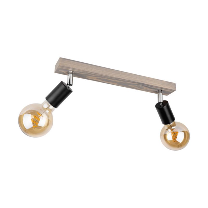 Drewniana Lampa Sufitowa SPOT Light 2xE27 Max.25W Sosna Szara FSC z Detalem Czerni, Polski Producent, 1 szt.