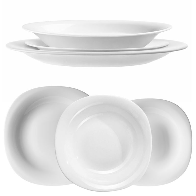 Zestaw KADAX talerz głęboki + talerz deserowy + talerz płaski, biały 1 kpl.