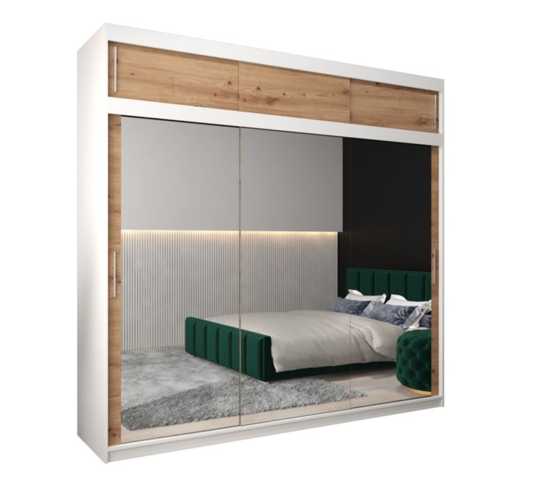 Szafa przesuwna Garderoba Abiks Tokyo 3 250 biały + artisan z nadstawką 1 szt.