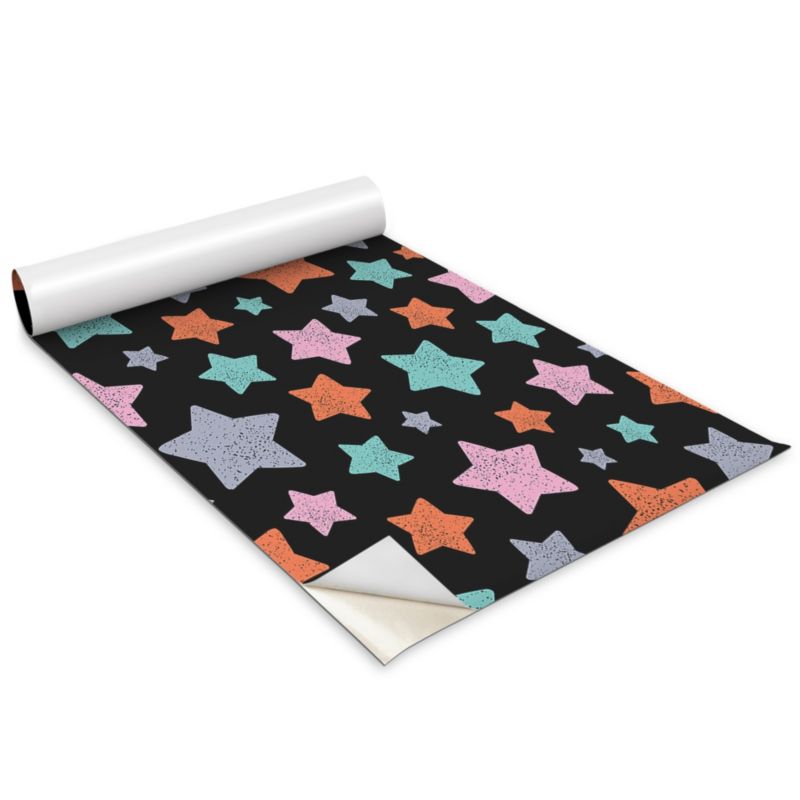 Okleina Meblowa Do Sypialni I Garderoby Wallfluent 100x50 cm Kolorowe gwiazdki Okleina Na Biurko I Regał 1 rol.