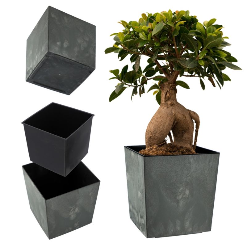 Doniczka KADAX Donica Na Kwiaty 25cm Osłonka Z Wkładem Kwietnik Plastikowa Czarna 1 szt.