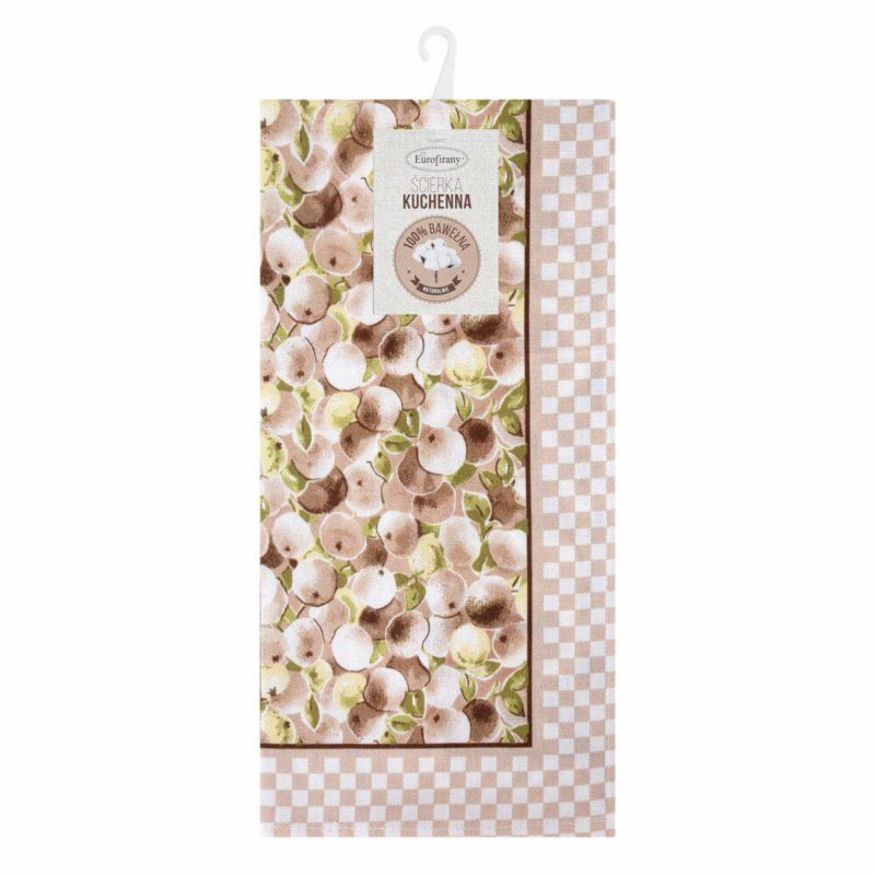 Komplet 2 ścierek MELANI Eurofirany 50 x 70 cm bawełnianych beżowy nadruk owoców 1 kpl