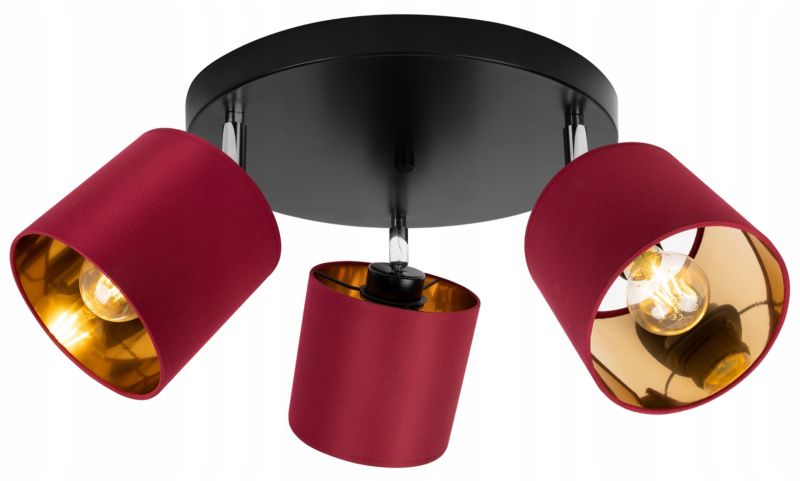 Lampa sufitowa wisząca kinkiet Light Home LH Gama 3x E27 60W karminowy/złoty 1szt.