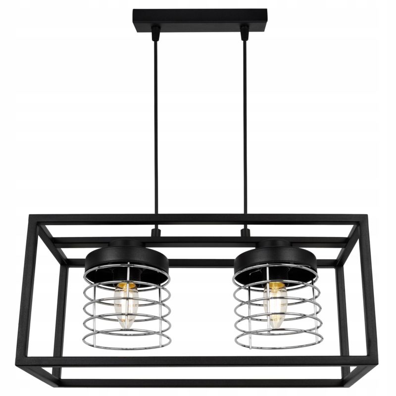 Lampa sufitowe wisząca Light Home LH Rasti Cage Klatka 2x E27 60W czarny/srebrny 1szt.