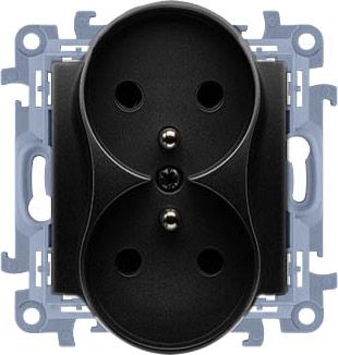 Gniazdo podwójne Kontakt-Simon S10 czarne