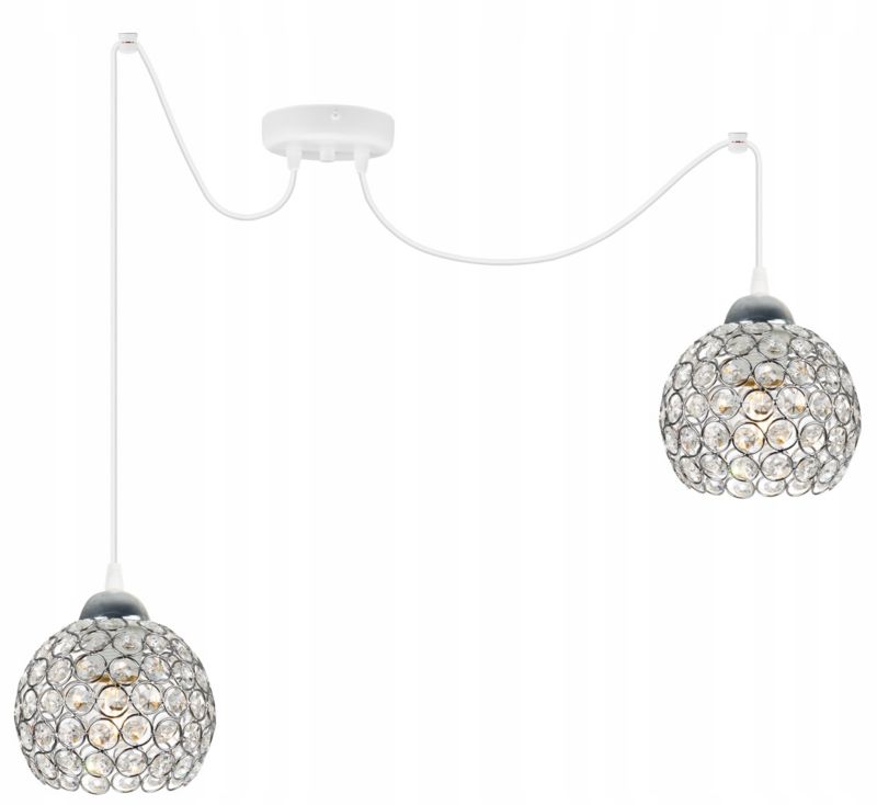 Lampa sufitowa wisząca Light Home LH Crystal Spider 2x E27 60W kryształki biały 1szt.