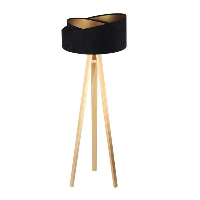 Lampa Bps Koncept stojąca GEMSTONE czarna/złota/sosna 1 szt