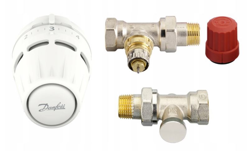 Zestaw 3-elementowy 1/2" RA-N+RLV-S z głowicą REGUS RA prosty Danfoss 015G5304 1 szt.