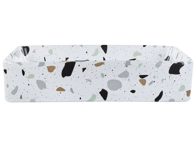 Umywalka nablatowa ceramiczna 51 x 34 cm biała z efektem lastryko Nules 1 szt.