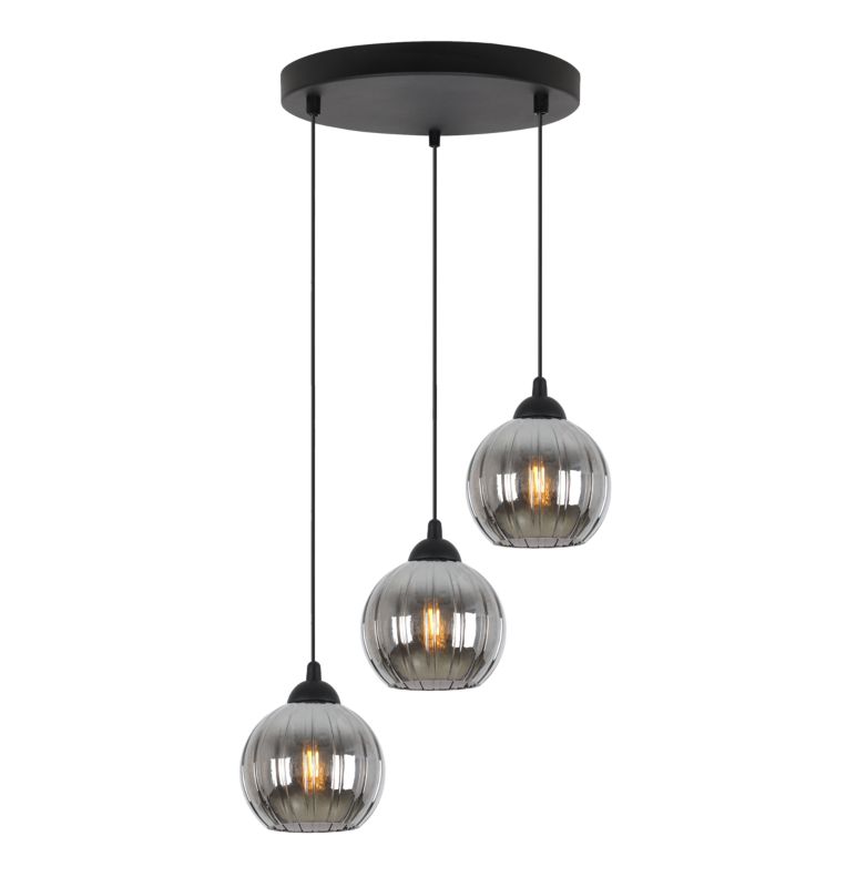 Lampa sufitowa wisząca Light Home LH Riffle okrągła 3x E27 60W czarny/grafitowy 1szt.