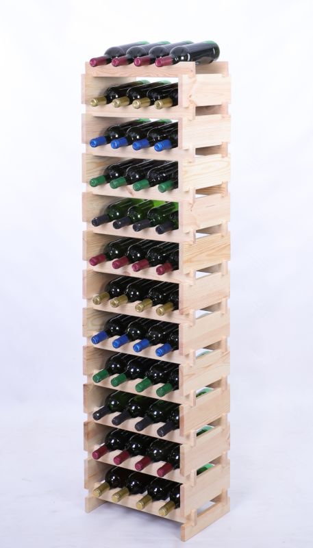 Stojak na wino MODO24 regał modułowy na butelki 12 leżni x 4 butelki montaż bez narzędzi naturalne drewno 1 szt.