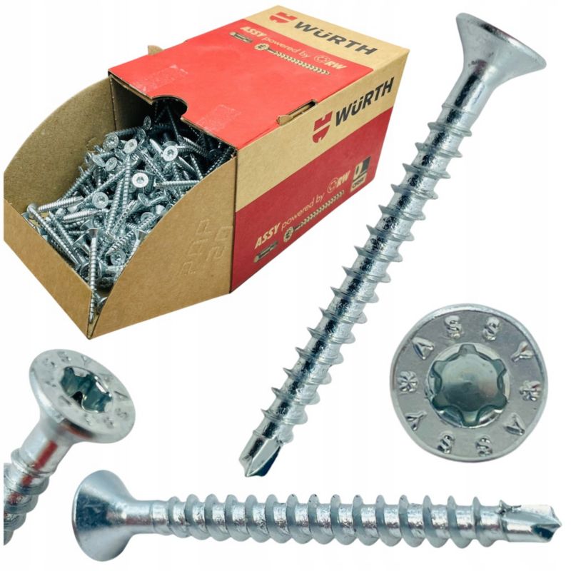 Wkręty ASSY konfirmaty Wurth 4x40mm DO DREWNA UNIWERSALNE rw20 4P CS 500szt