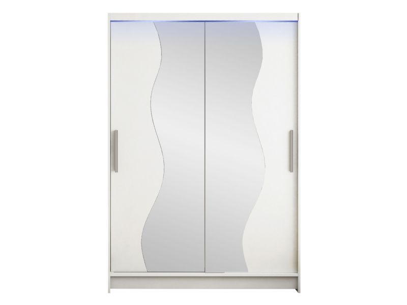 Szafa MIRJAN 24 z drzwiami przesuwnymi Miami S z oświetleniem RGB biały/lustro 1 szt.