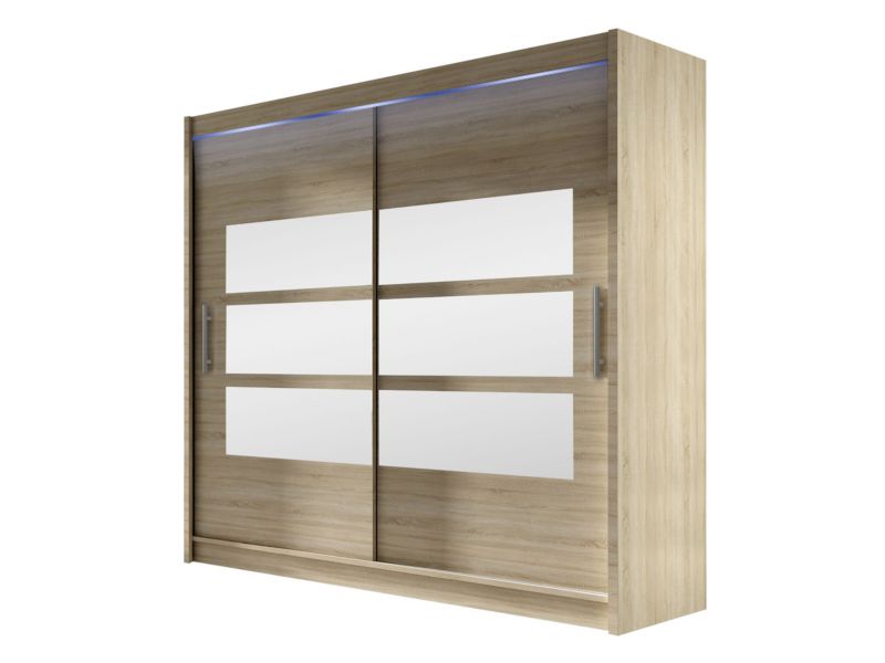 Szafa MIRJAN 24 London III 180 z oświetleniem RGB dąb sonoma/lustro 1 szt.