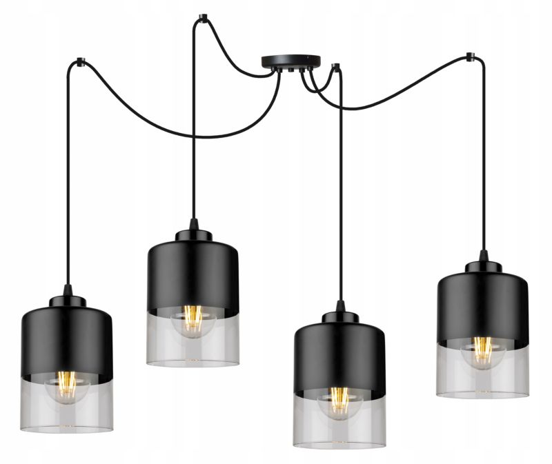 Lampa sufitowa wisząca Light Home LH Roma Spider Pająk Klosz szklany 4x E27 60W czarny 1szt.