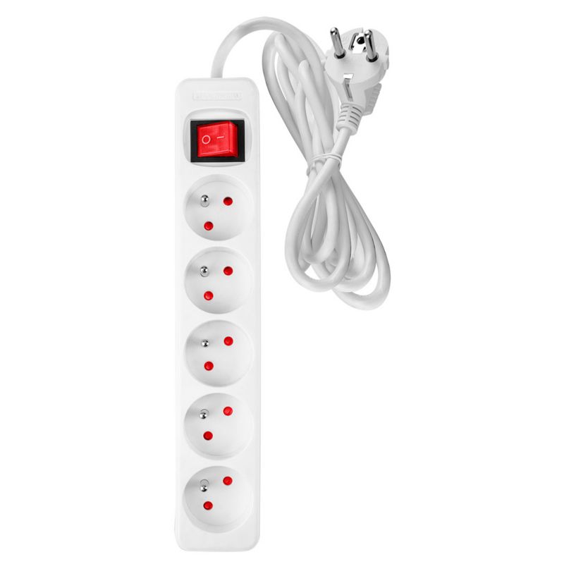 Przedłużacz listwowy NEO TOOLS 5m, 3x1.5mm2, 5G, biały, ON/OFF 1 szt