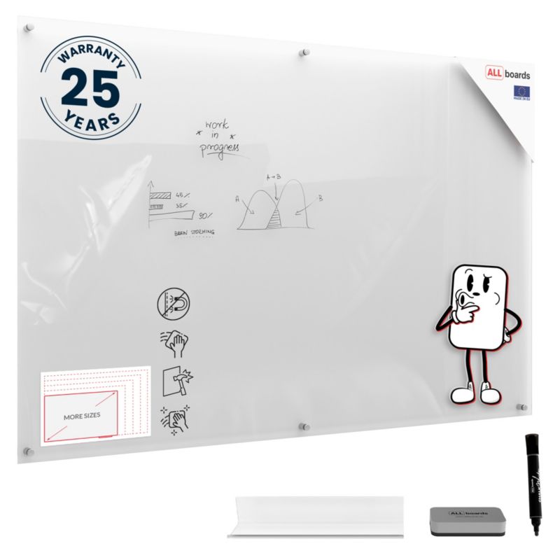 Tablica szklana ALLboards 180x120 cm transparentna 1 szt.