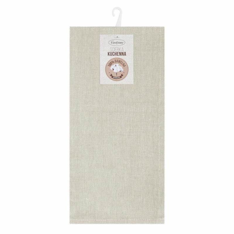 Komplet 2 ścierek KARIN Eurofirany 50 x 70 cm bawełniane zdobione w beżowe pasy 1 kpl