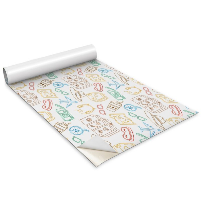 Okleina Meblowa Do Sypialni I Garderoby Wallfluent 100x50 cm Podróżniczy wzór Okleina Na Biurko I Regał 1 rol.