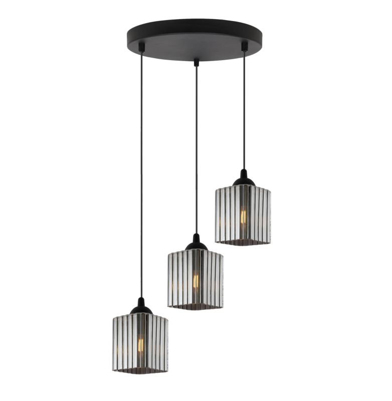 Lampa sufitowa wisząca Light Home LH Riffle okrągła 3x E27 60W czarny/grafitowy 1szt.