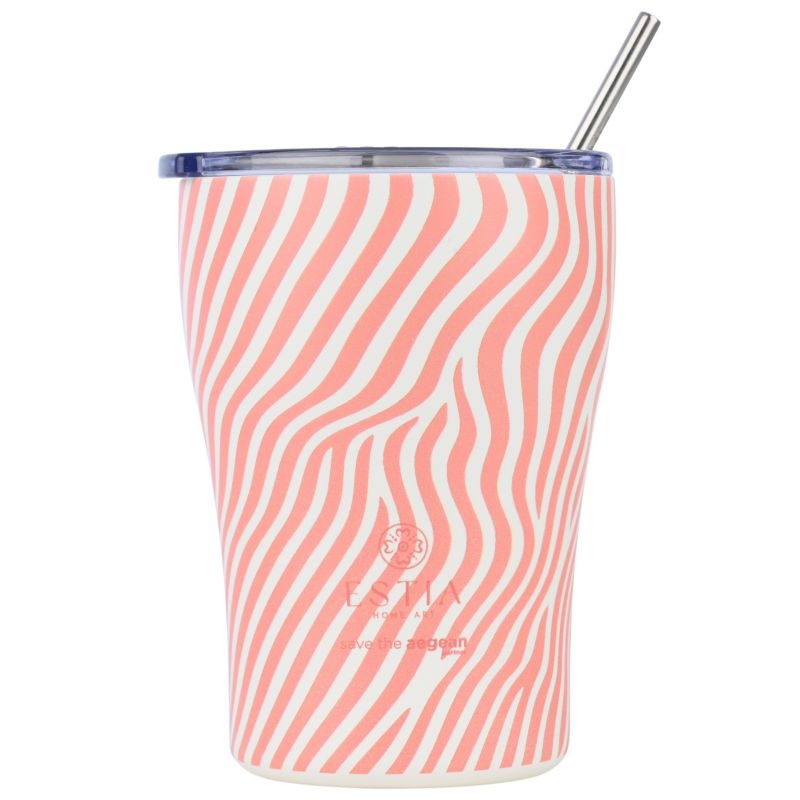 Kubek Termiczny Ze Słomką Soft Ripple Estia Stal Nierdzewna Pomarańczowy 350 Ml 1 Szt.