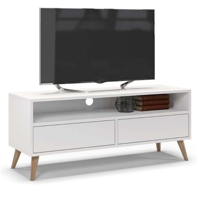 Szafka rtv TYLETEGOTU na nóżkach SKAND biel 1 szt