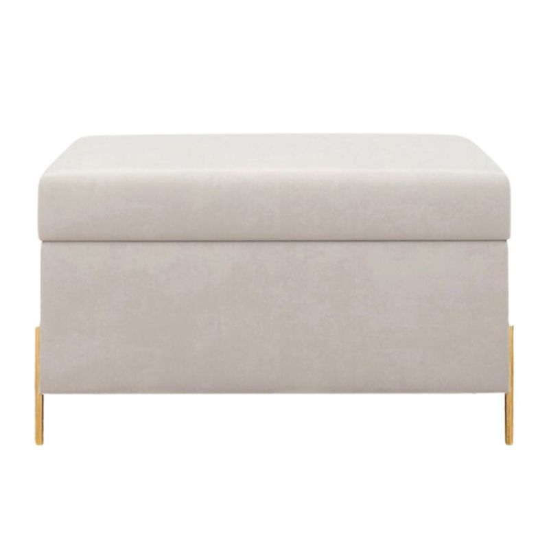 Beżowa tapierowana ławka Dancan BORGO z pojemnikiem 1 szt.