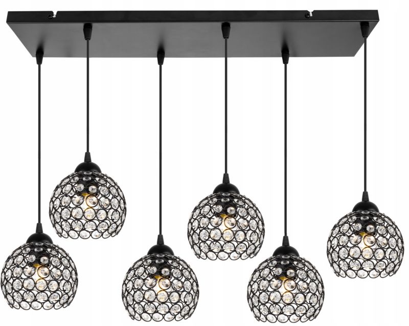 Lampa sufitowa wisząca Light Home LH Crystal 6x E27 60W czarny 1szt.