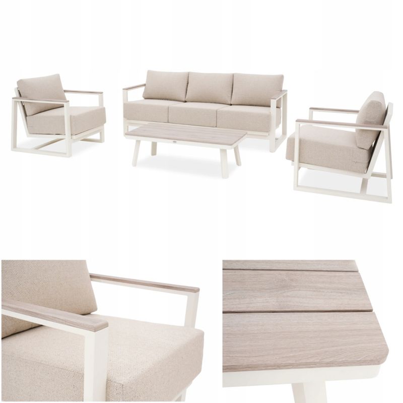 Zestaw Mebli Ogrodowych z aluminium EVORA Sofa Fotel na Taras Ogród beżowy 1 szt