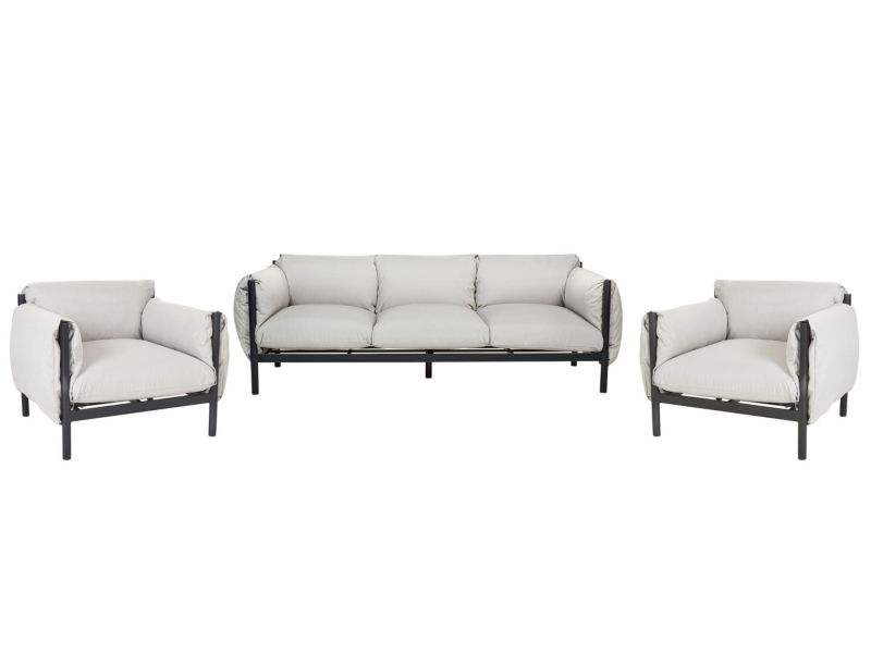 Sofa 3-osobowa z fotelami Esperia Metal Szary 1 kpl
