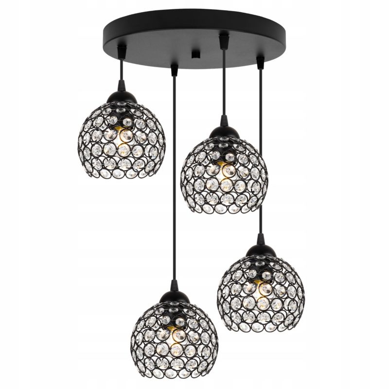 Lampa sufitowa wisząca okrągła Light Home LH Crystal 4x E27 60W czarny 1szt.