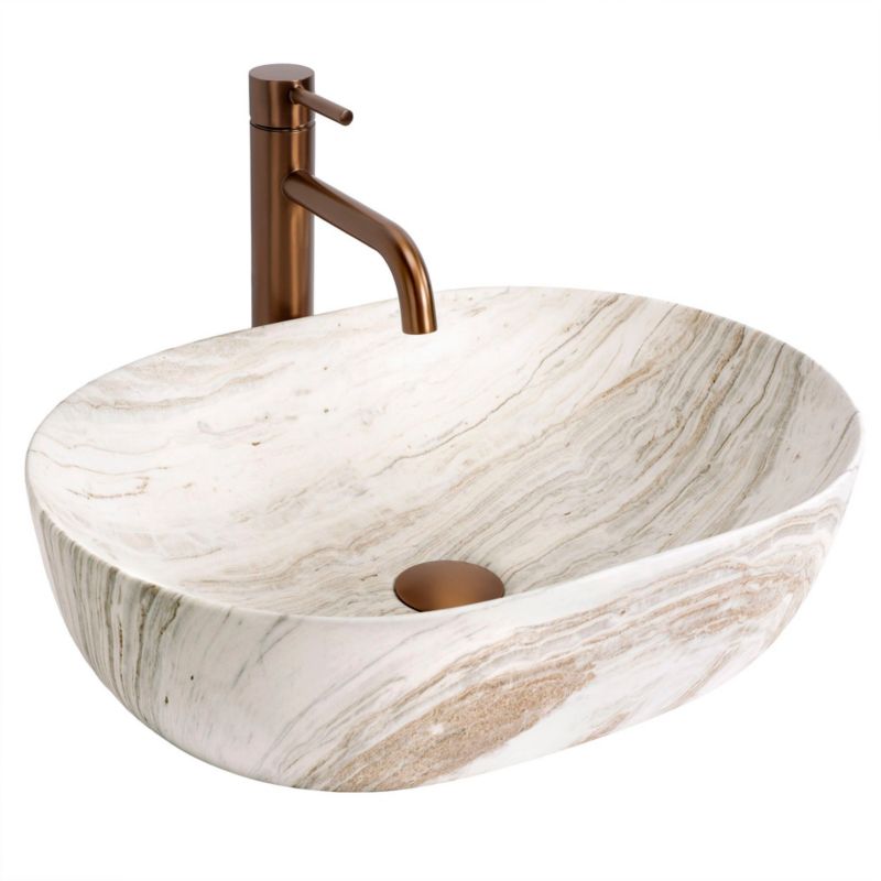 Umywalka Nablatowa Rea Amelia 48 Saturn Beżowy 48X34,5X13,5CM 1Szt