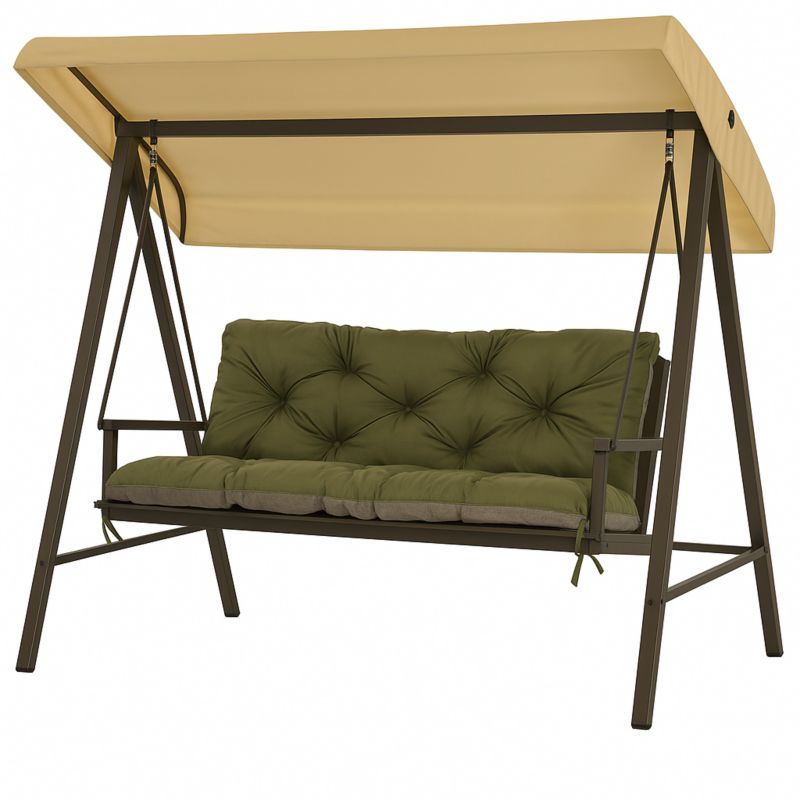 Poduszka Ogrodowa na Huśtawkę 3-os, Setgarden, 120x50x50cm, Zielona Poduszka na ławkę z troczkami,Svinge 1szt