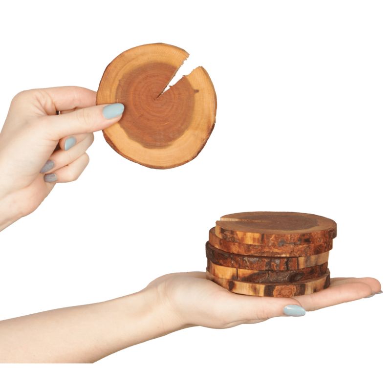 Podkładki pod kubek MODO24 drewniane czeremcha 9-12 cm 6 szt.