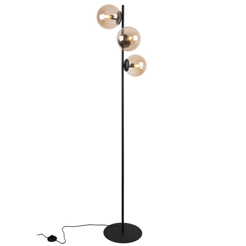 Lampa podłogowa stojąca Light Home LH Siena 3x E27 60W czarny klosz miodowy 1szt.