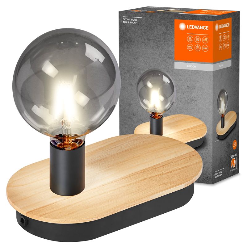 Lampa Stołowa Ledvance Biurkowa Stojąca E27 Brązowy Czarny USB-C 1 szt.