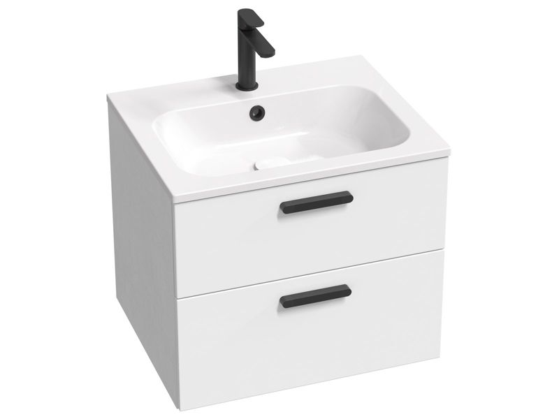 Szafka podumywalkowa z dwiema szufladami Ravak SD 600 CHROME II biała/biała uchwyt czarny 1 szt