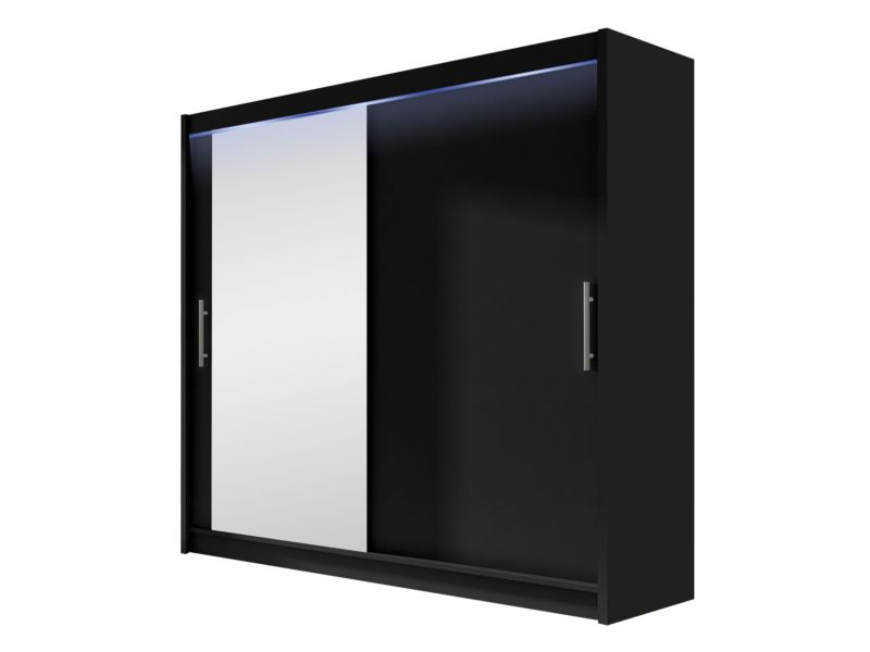 Szafa MIRJAN 24 z drzwiami przesuwnymi London VI z oświetleniem RGB czarny/lustro 1 szt.