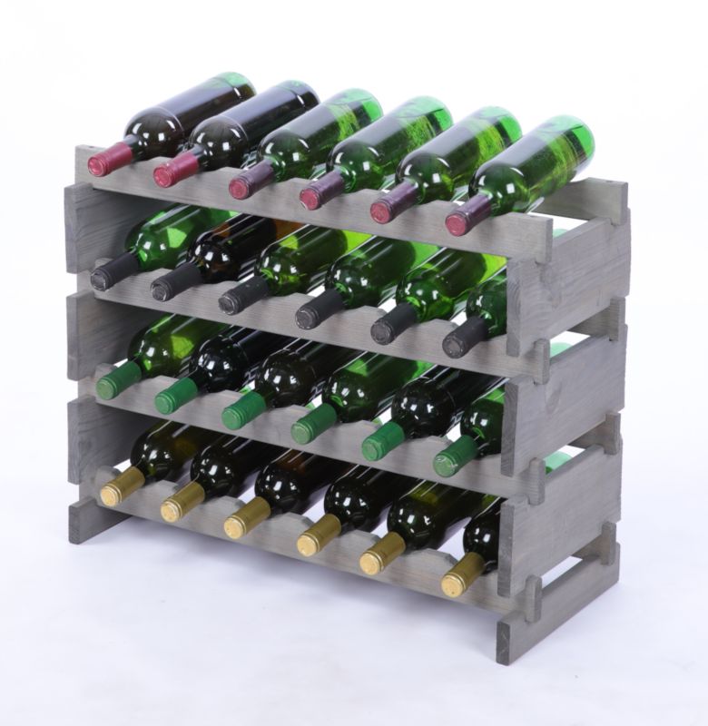 Stojak na wino MODO24 regał modułowy na butelki 4 leżnie x 6 butelek montaż bez narzędzi impregnacja szara 1 szt.