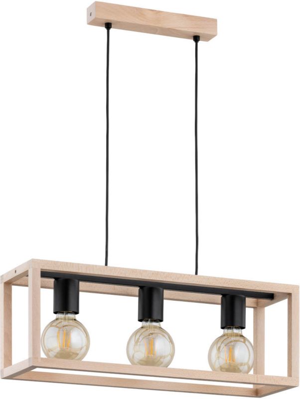 Lampa wisząca Pako 3 x E27 drewniana