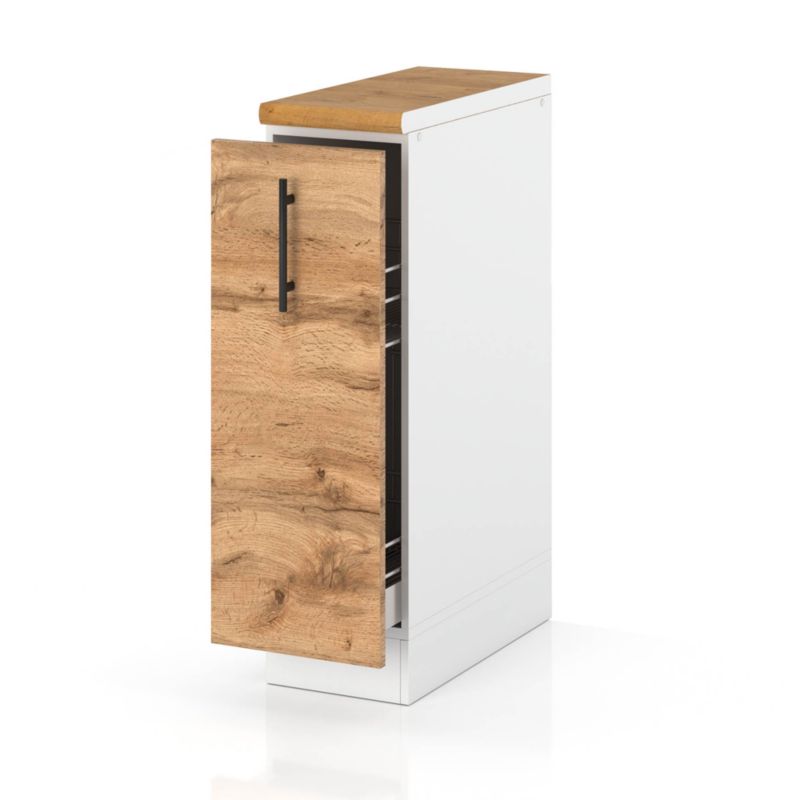 Szafka Kuchenna Hurtownia-Mebli Stojąca Cargo D15 CARGO sPremium 15cm Biały Mat Dąb Wotan 15x52x85 cm 1szt.