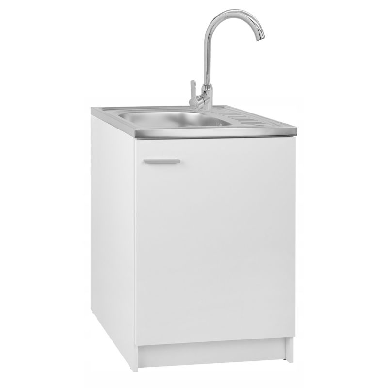 Szafka Kuchenna Stamar Stojąca Biała 600x600 mm Zlewozmywak Bateria Wysoka Chrom Syfon 1 szt
