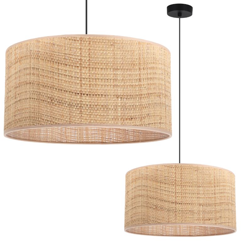Lampa sufitowa wisząca Light Home LH Rattan 1x E27 60W klosz 40 cm rattan/czarny 1szt.