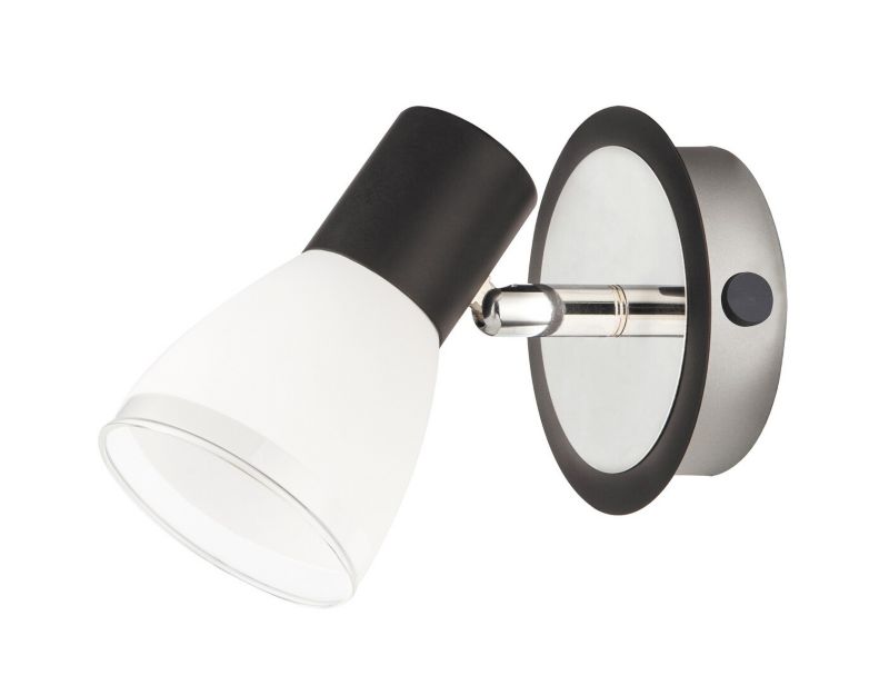 Kinkiet ścienny Rabalux Ati czarno-biały z włącznikiem do sypialni 1 x E14 x 15W IP20 wym: 13 x 11 x 16,5 cm - 1 szt.